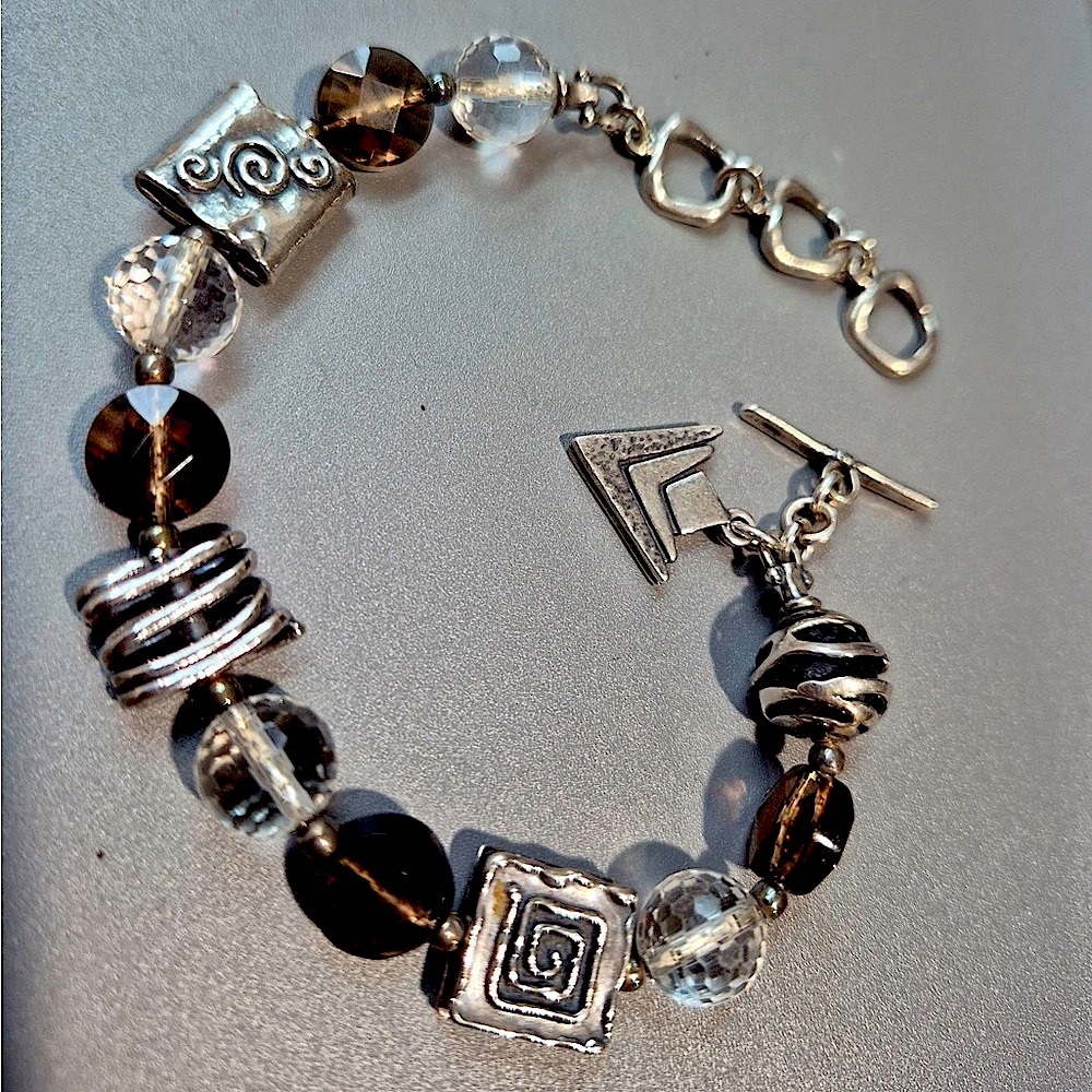 Silpada Vintage Sterling Crystal & Smokey Quartz Artistic Bracelet - Picture 7 of 8